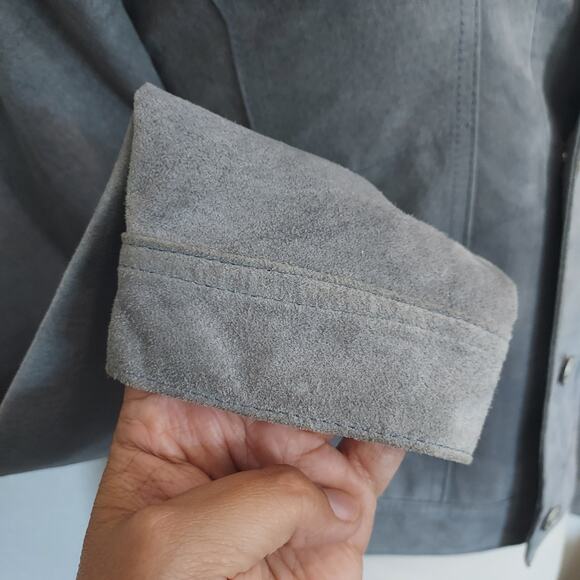 Lili Le Rose Baby Blue Suede Button Jacket Size M - Picture 12 of 13